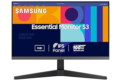 Samsung 24-inch (60.46cm) FHD, IPS, 100 Hz, 1920 x 1080 Flat Monitor, Bezel Less Design, AMD FreeSync, Flicker-Free, HDMI, Display Port (LS24C330GAWXXL, Black)