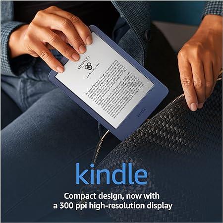 Amazon Kindle – The lightest and most compact Kindle, with extended battery life, adjustable front light, and 16 GB storage – Without Lockscreen Ads – Denim